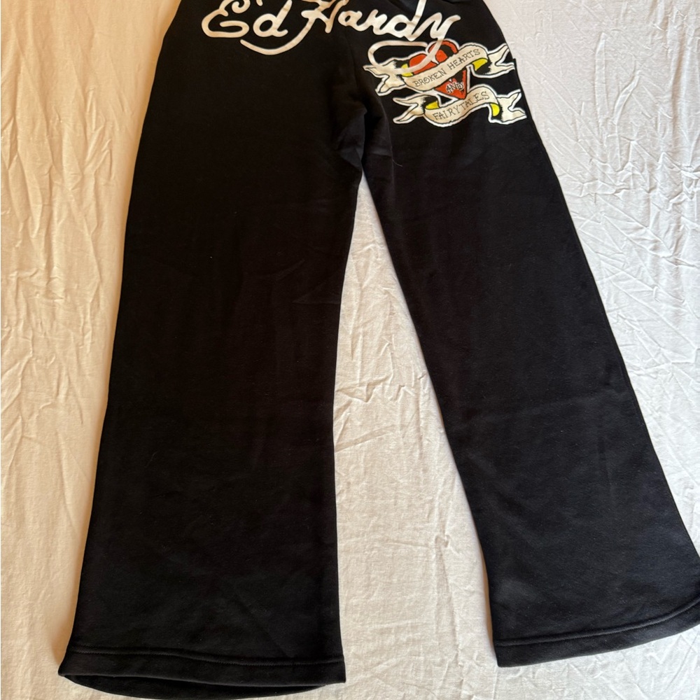 Ed Hardy Black Pants with Tattoo-Inspired GraphicEd hardy